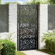 Cancello Giardino Nero 105x205 cm in Acciaio Design a Foglia