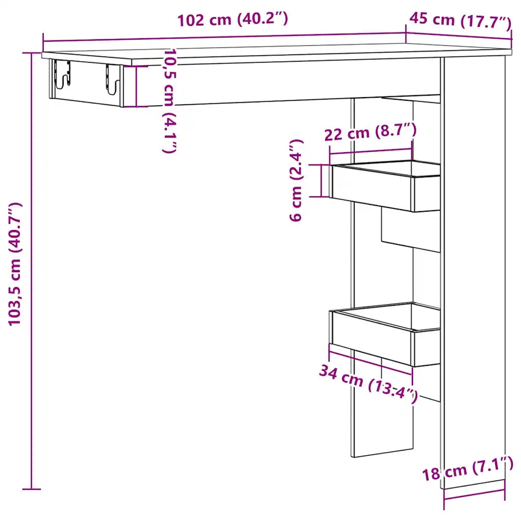 vidaXL Bancone da Muro Rovere Artigianale Legno Multistrato