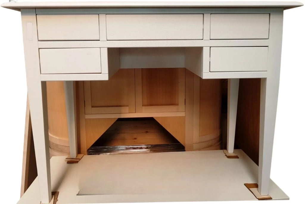 Scrivania 5 cassetti in legno arte povera bianco 105x56x81 (1021) - Mobili 2G