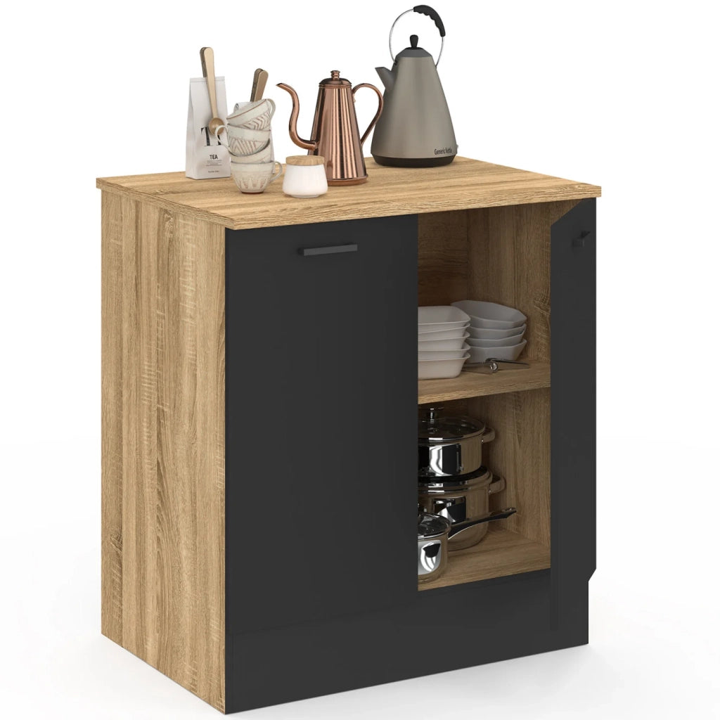IDMarket - Base cucina 80 cm STIL Mobile a 2 ante in legno e nero