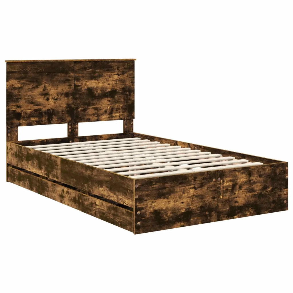 Struttura del letto con cassetto Rovere fumé 120 x 190 cm 3409479