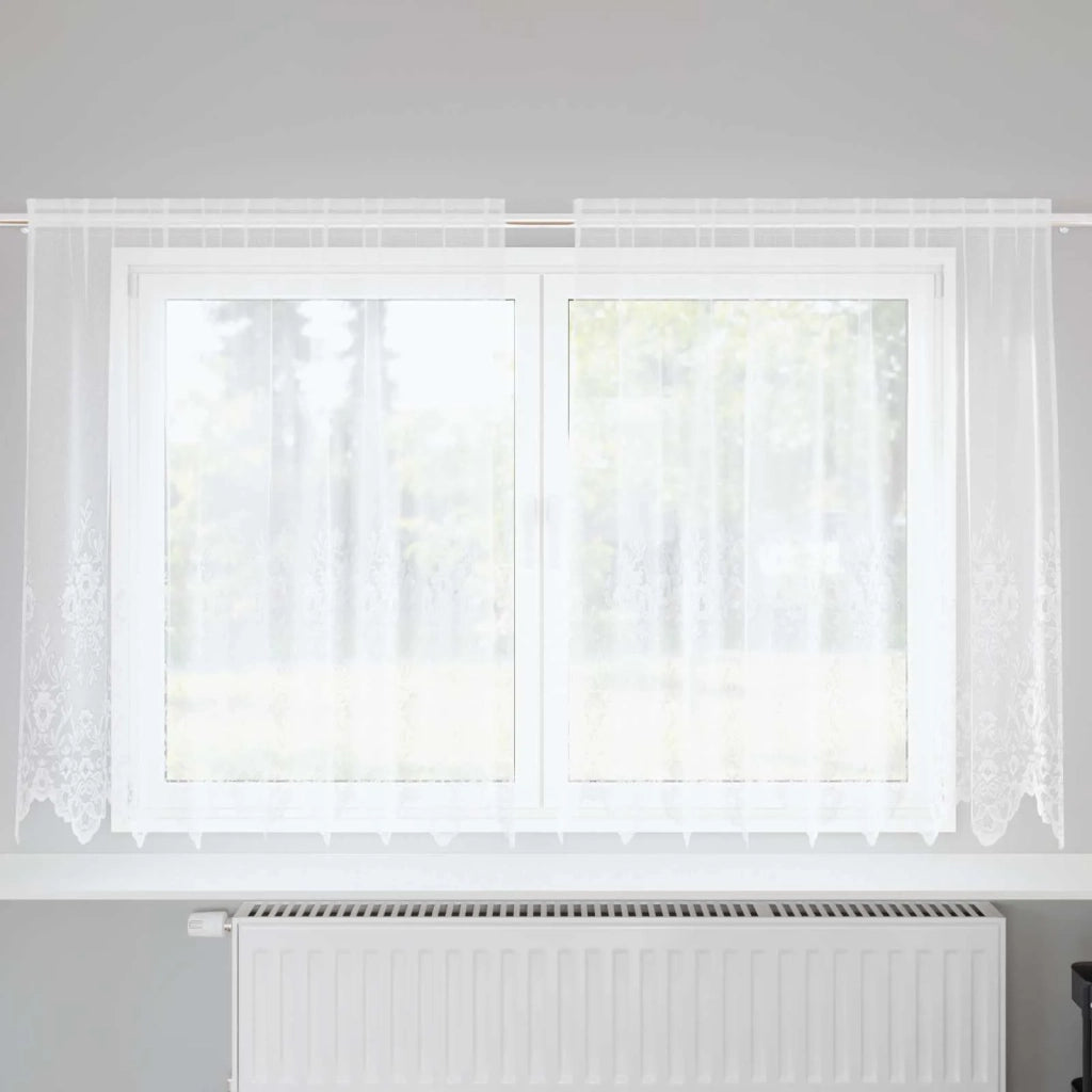 Tenda in Pizzo con tende Bianco 160 x 200 cm Poliestere 4107765
