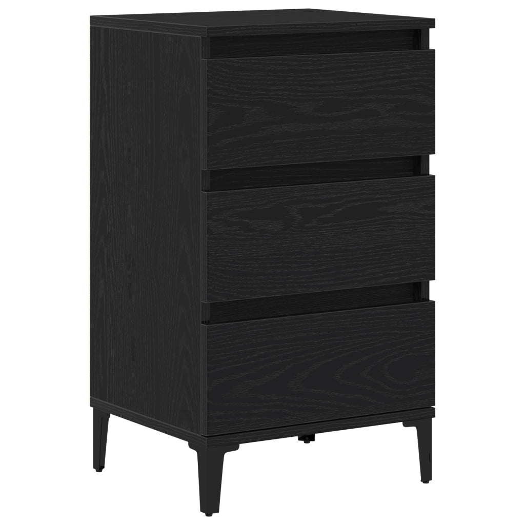 Comodino  Nero Rovere 40x35x70 cm Legno ingegnerizzato