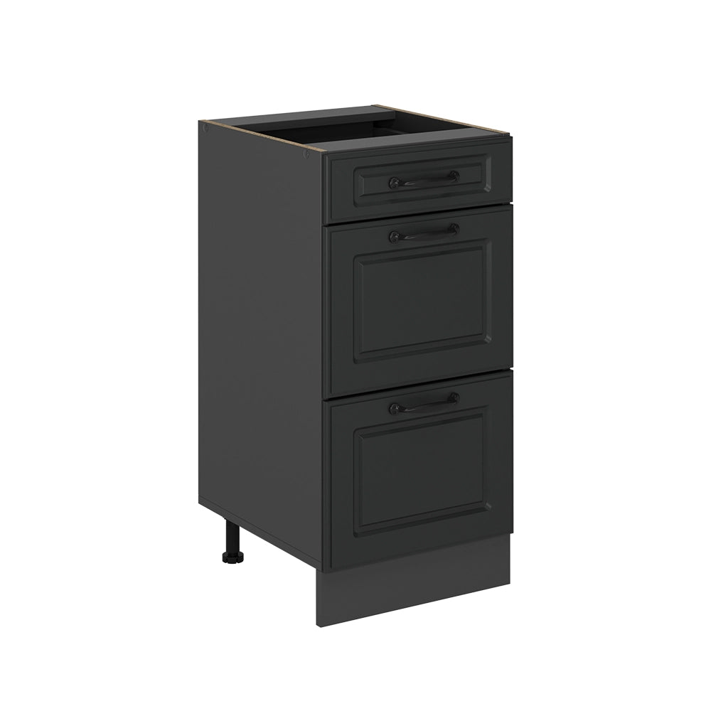 Mobiletto base per cucina R-Line Antracite rustico/Antracite 40 cm con cassetti, senza piano di lavoro Vicco