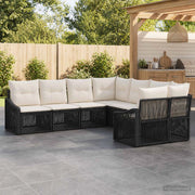 Set Divano da Giardino 8 pz 8-Numero di posti Nero polyrattan 3436198