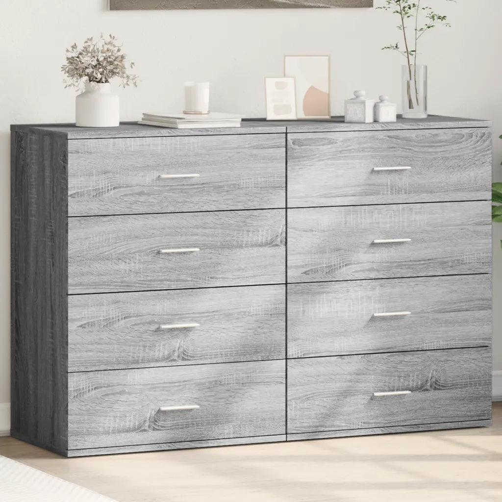 Credenze 2 pz | Madia | Buffet da pranzo | Armadio da pranzo Grigio Sonoma 60x39x80 cm in Legno Multistrato