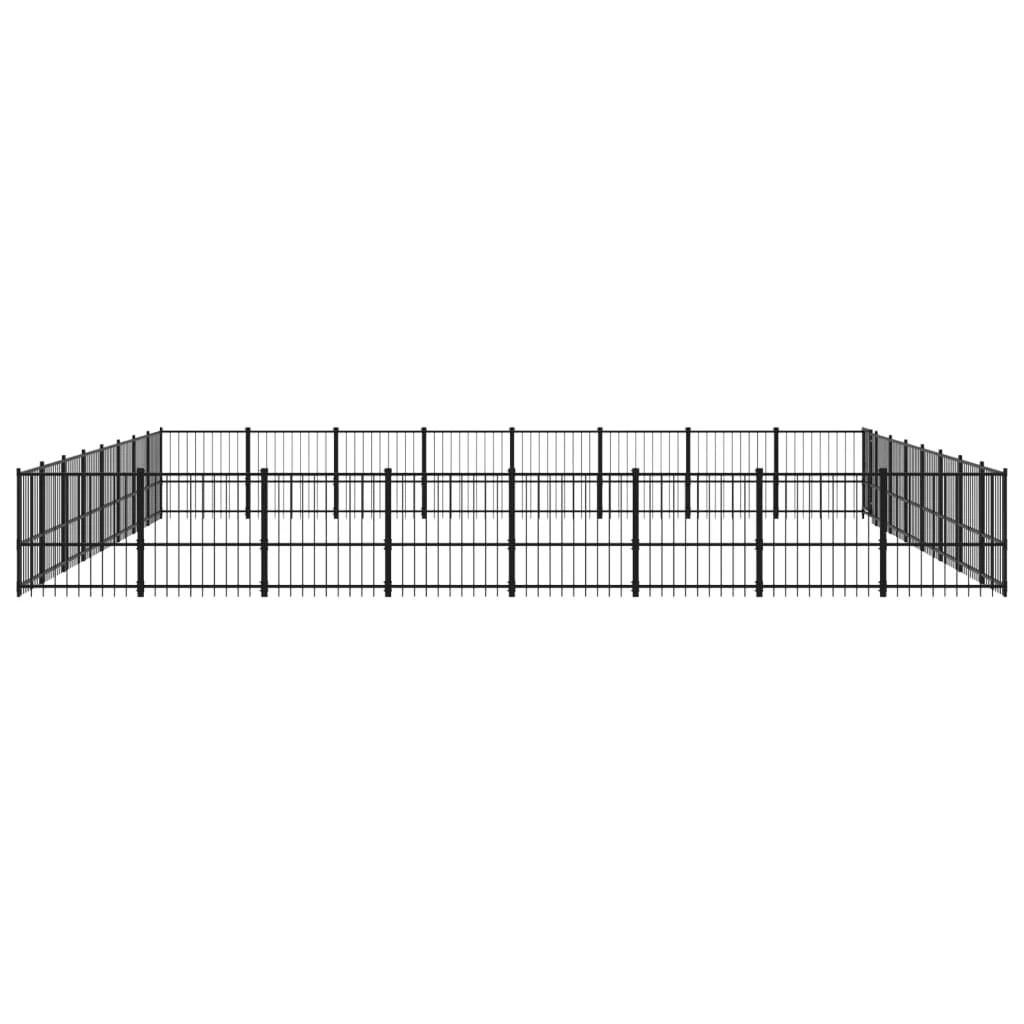 Gabbia per cuccia recinto per animali da esterno per cani in acciaio 60,22 m² nero 02_0041868