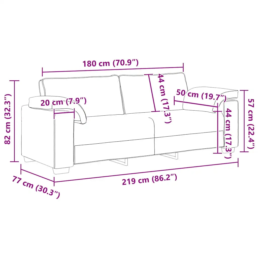 Divano-Sofa-Divanetto Grigio Nuvola 219 x 77 x 82 cm Tessuto