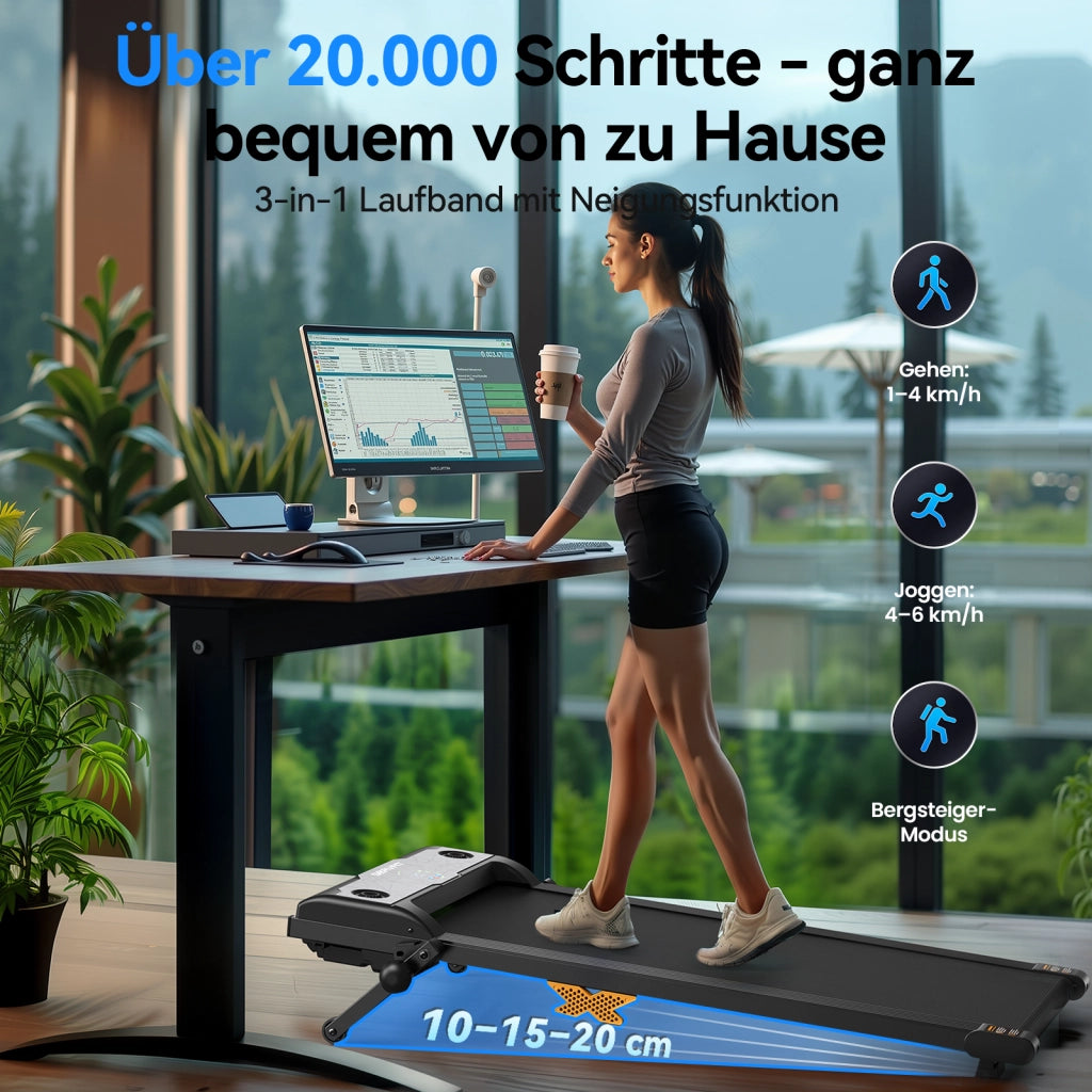 Tapis roulant da scrivania regolabile ¨C zephmum ¨C 12% inclinazione, LED, telecomando