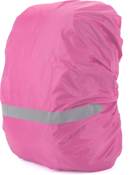 Ombrello per zaini, impermeabile all'acqua e al vento, strisce riflettenti, protezione zaino, ombrello, 1 pezzo, copertura riflettente, Adatto per Escursioni all'aperto, Ciclismo, Alpinismo, Campeggio - rosa (S, 18-25L)