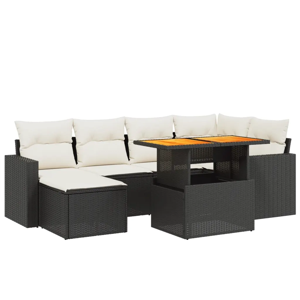 Set Divani da Giardino con Cuscini 7pz Nero Polyrattan 3275590