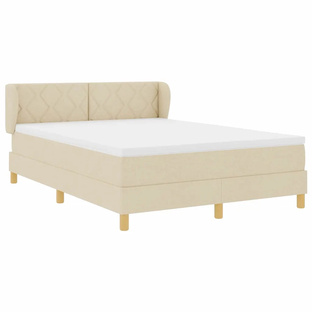 Letto a molle con materasso Crema 160 x 200 cm Tessuto 3340288