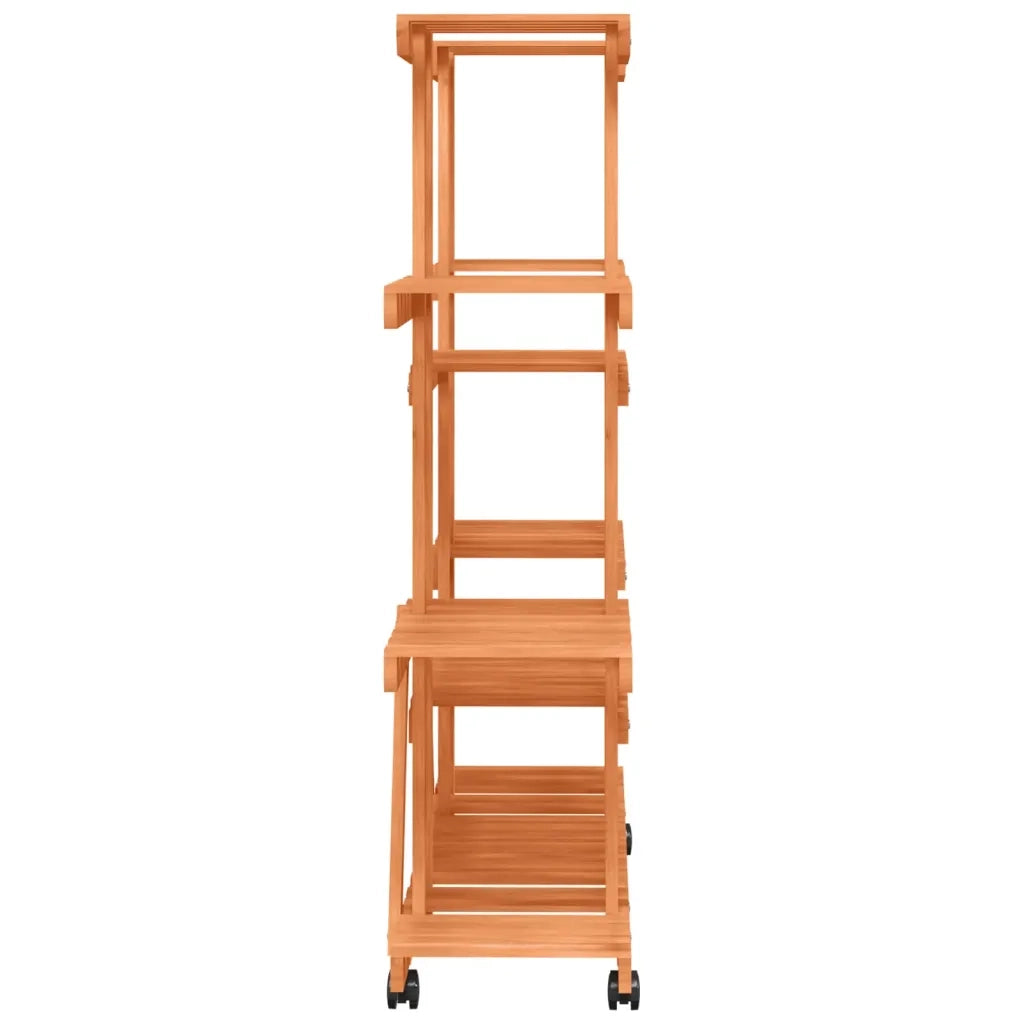 Portafiori con Ruote-Supporto per Piante Mobile-Rastrelliera per Fiori 110x25x115 cm in Legno Massello di Abete 570241