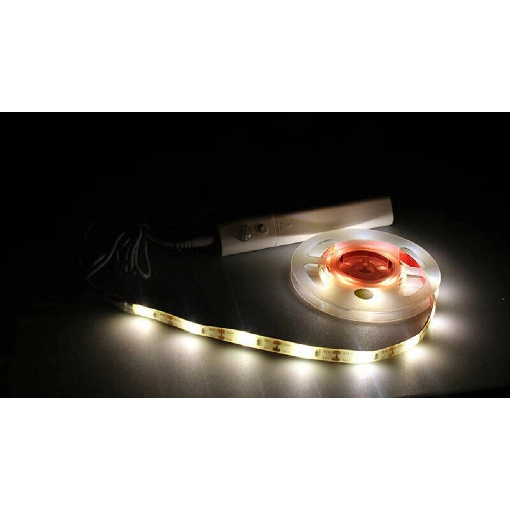 Trade Shop - Striscia Led Con Sensore Di Movimento 1 Metro 4000k 2,4w Per Cassetti Armadi -