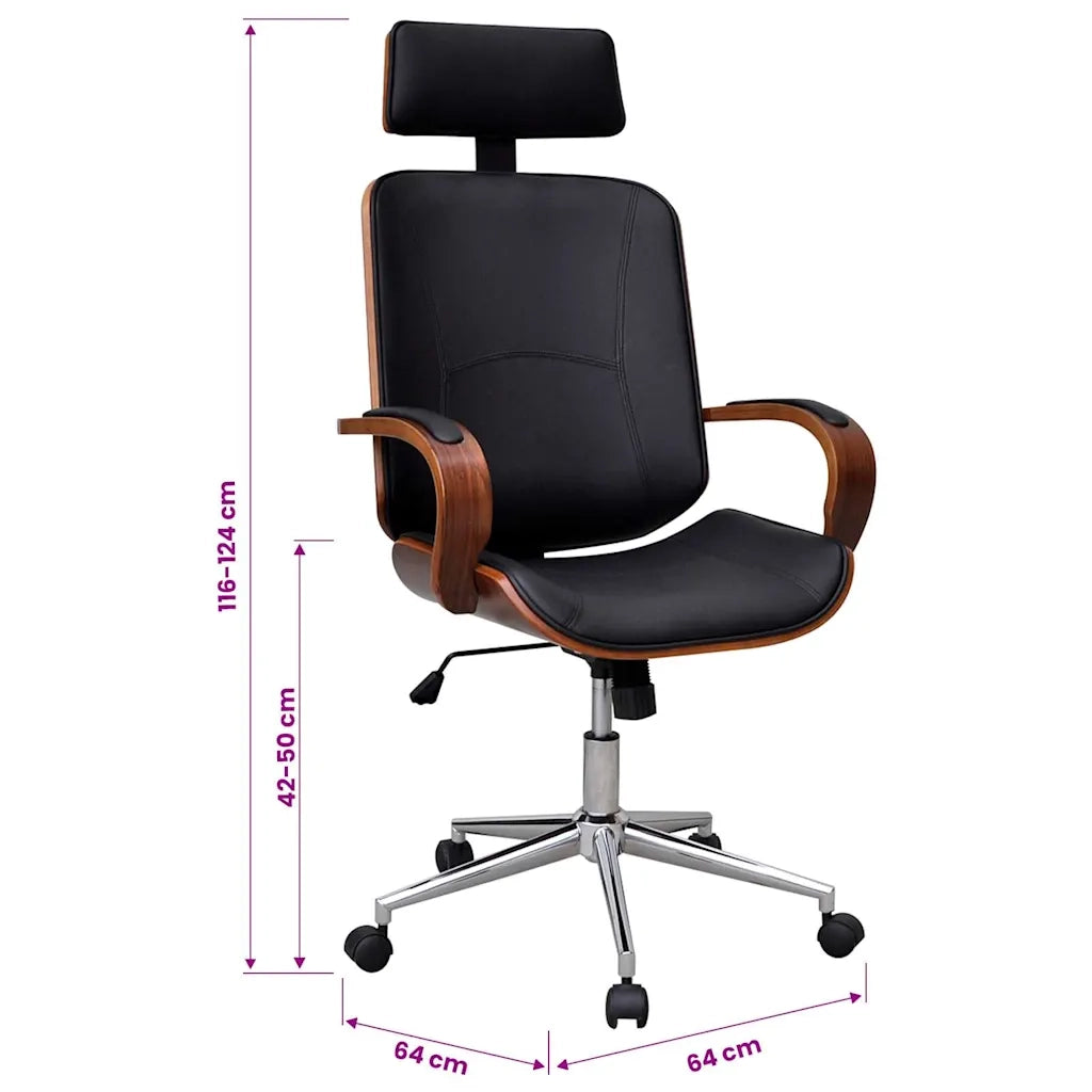 Sedia da Ufficio | Sedia da Gaming Girevole in Legno Similpelle con Poggiatesta
