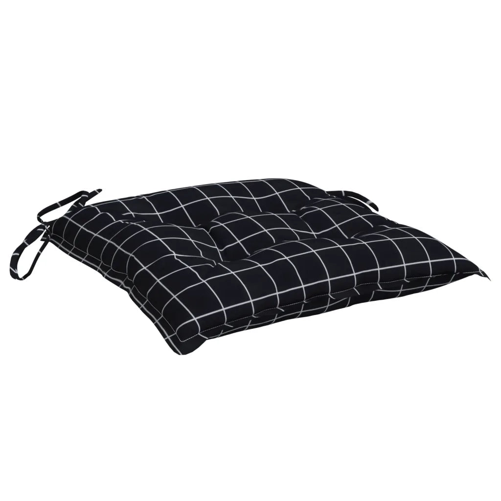 Cuscini per Sedia 2 pz | Cuscini per sedie Motivo a Quadri Nero 40x40x7 cm Tessuto