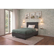 Letto imbottito Singolo 80x200 cm Square - Contenitore,Microfibra,Grigio