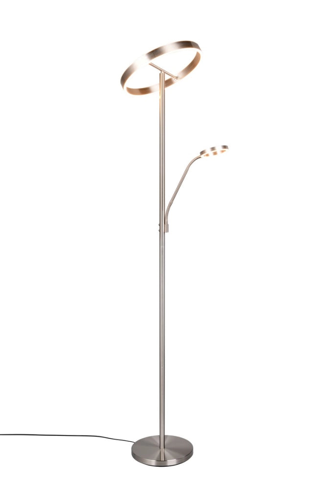 Lampada da terra moderna nichel opaco lettura LED 39W Willis Trio