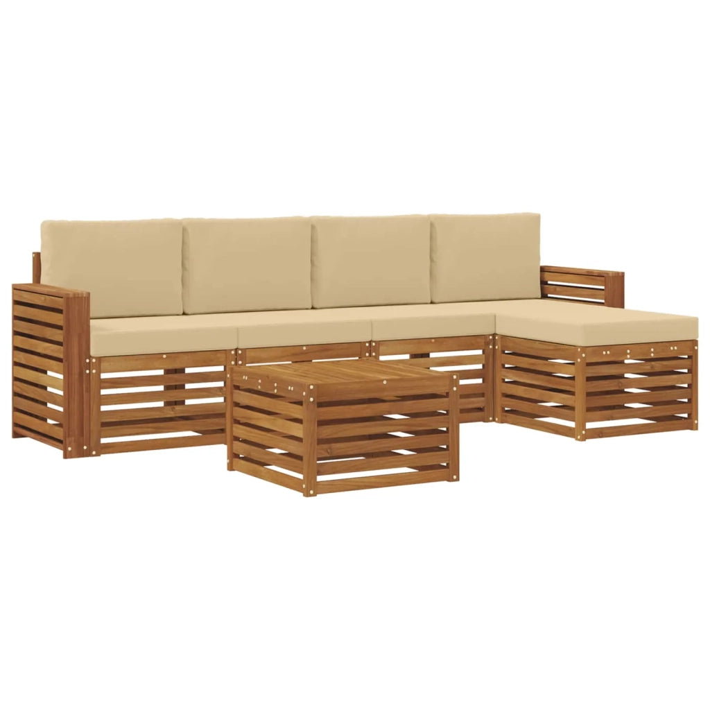 Set di divani da esterno 6 pz Naturale e Beige 3374698