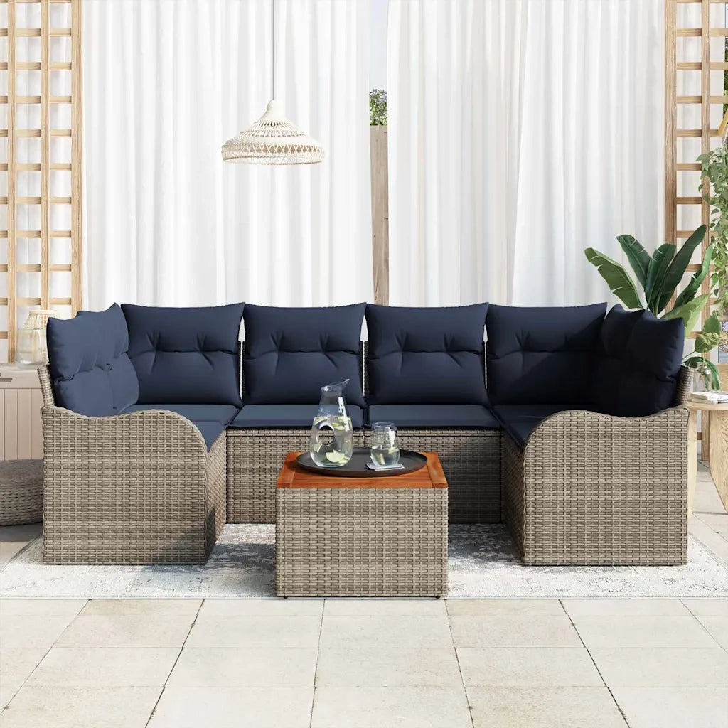Set Divano da Giardino 7 pz Grigio polyrattan 3347409