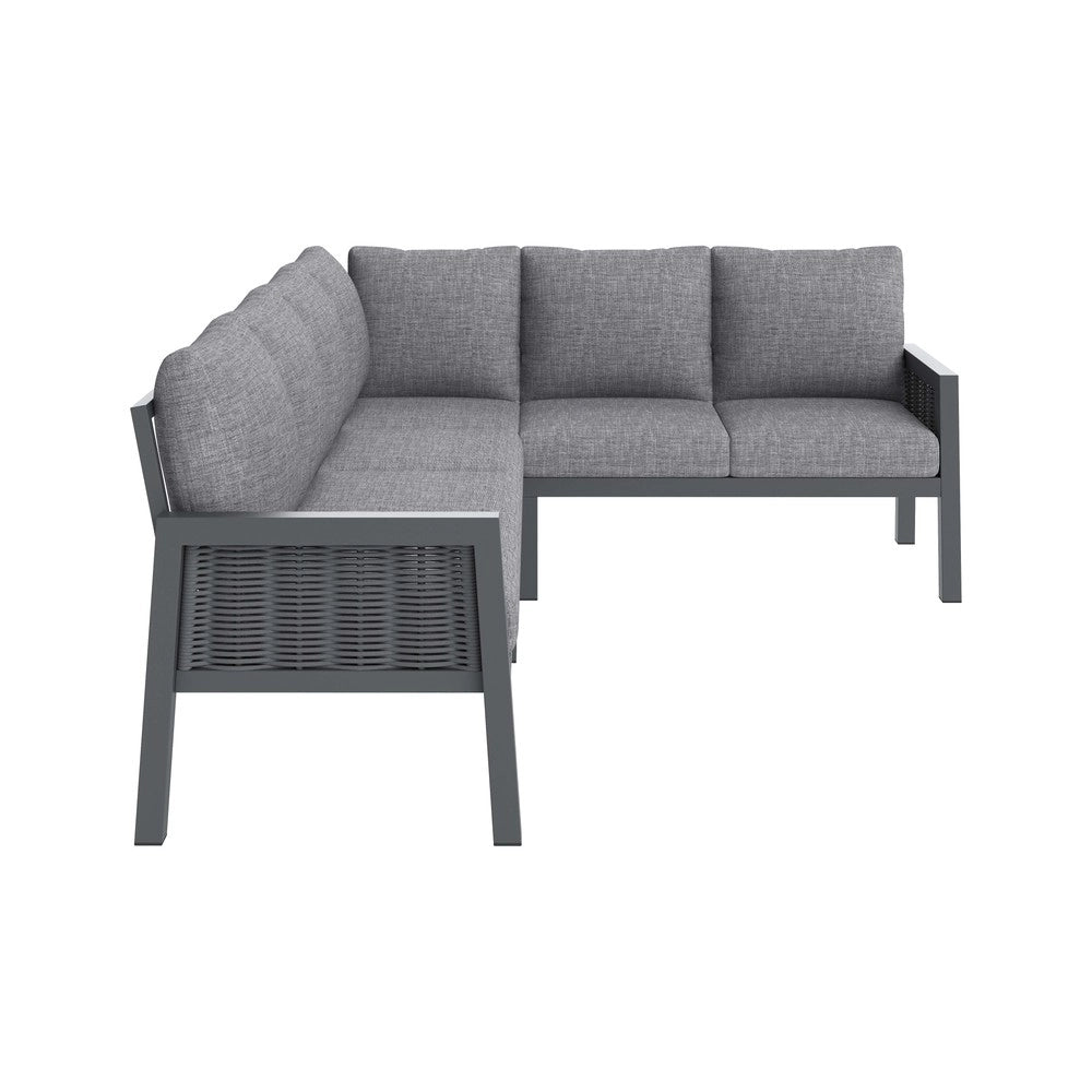 Set Tavolo da Pranzo da Giardino 8 Posti con Divano ¨C Xylo ¨C Polyrattan Grigio, Piano in Vetro