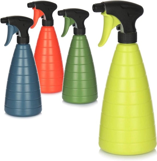 4 x annaffiatoi per fiori, flaconi spruzzatori con 28/400 avvito per l'irrigazione delle piante, flaconi spruzzatori per diffusione dell'acqua, scelta varia, 4 pezzi, blu/oliva/verde/rosa