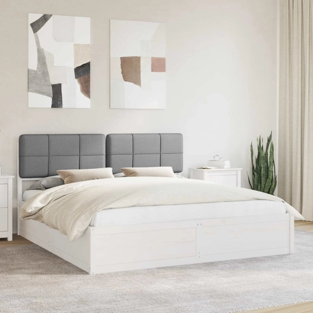 Letto con Testiera Rivestita Grigio chiaro 200 x 200 cm 3398178
