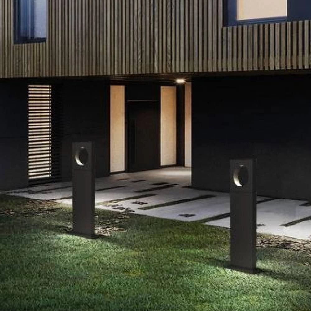 Trade Shop - Lampada Palo Da Giardino A Led Cerchio 50 Cm 12 W Nero Luce 6500k 4000k 3000k Es60 - -bianco Caldo      -