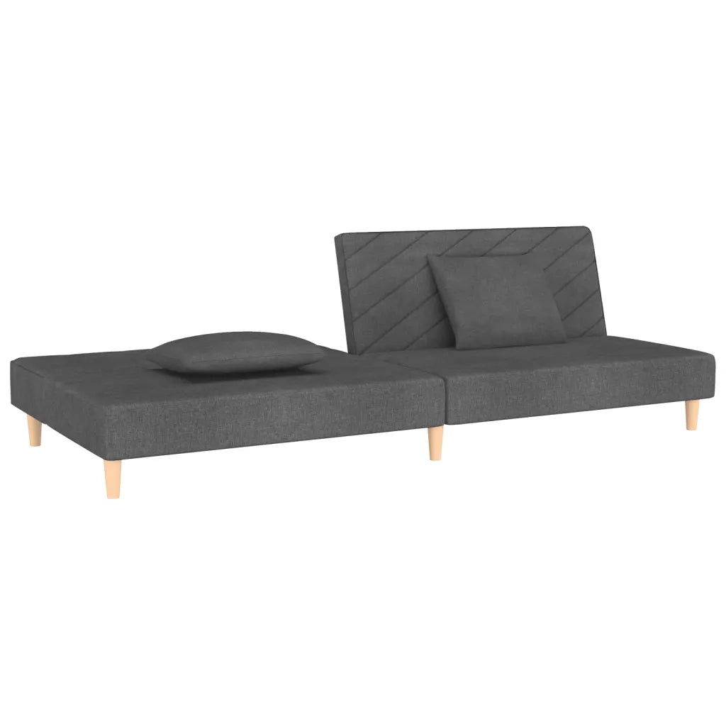 Divano Letto a 2 Posti con 2 Cuscini Grigio Scuro in Tessuto 375888