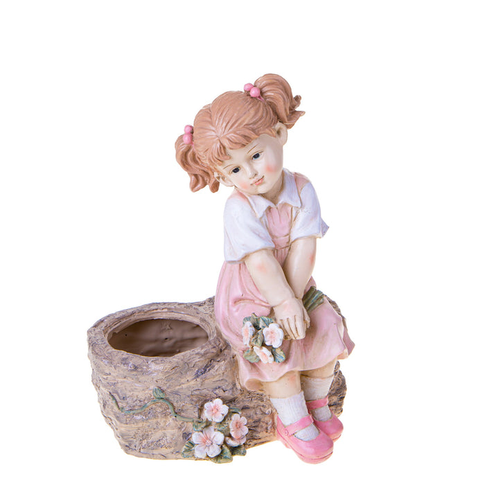 Pianta Artificiale Bambina Seduta con Vaso 33 5 cm