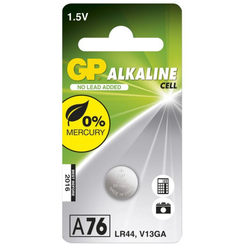 BATTIA SUPER ALCALINA A BOTTONE 1,5V A76 / LR44 / LR1154 / AG13 (Blister 1 Pezzo)