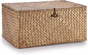 Cestino in Rattan Quadrato - Ideale per la Decorazione e il Ripostiglio - Con Coperchio