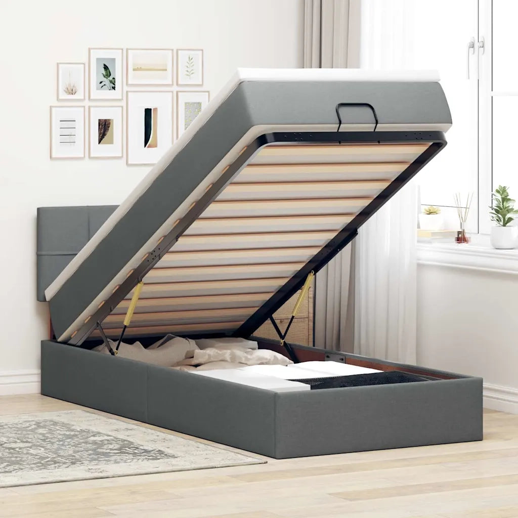Struttura Letto Pouf con Materasso 90x190 cm in Tessuto