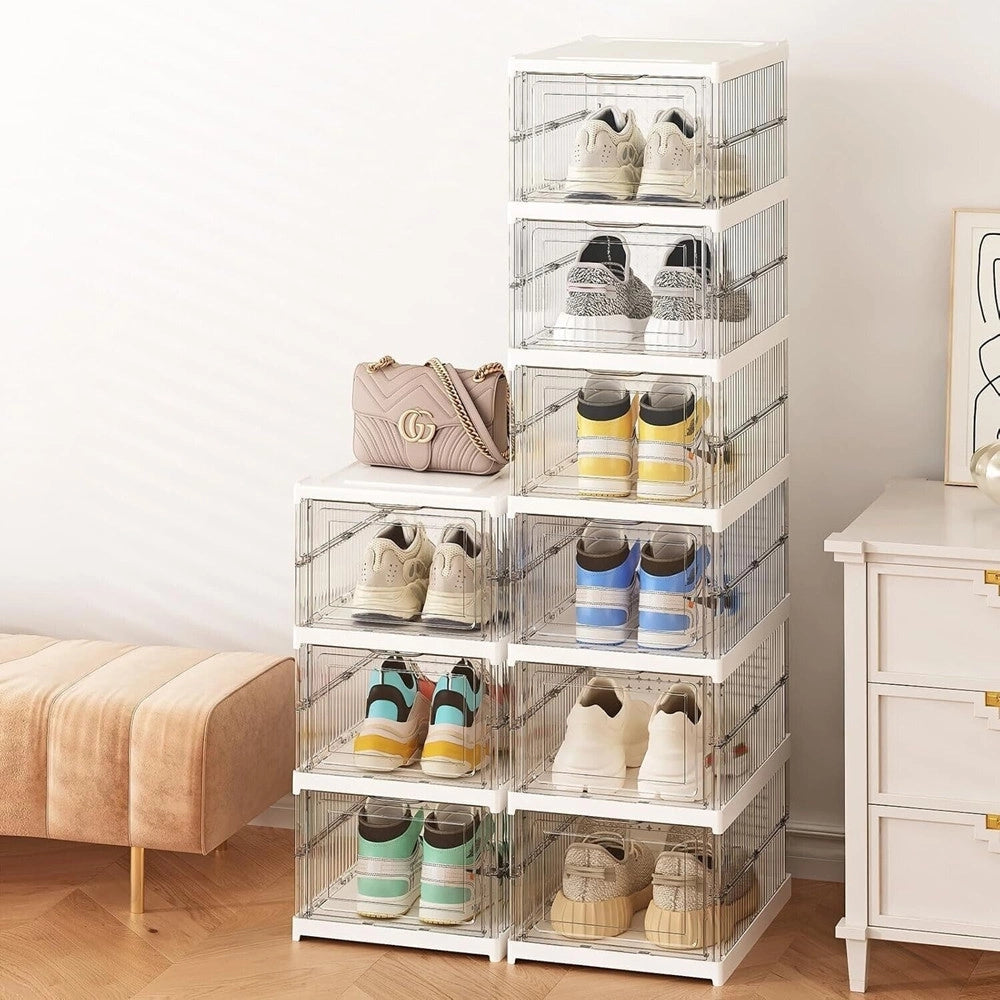 Trade Shop - Scarpiera Pieghevole Scarpe Richiudibile 6 Contenitori Salvaspazio 105x25.5x34.5cm -