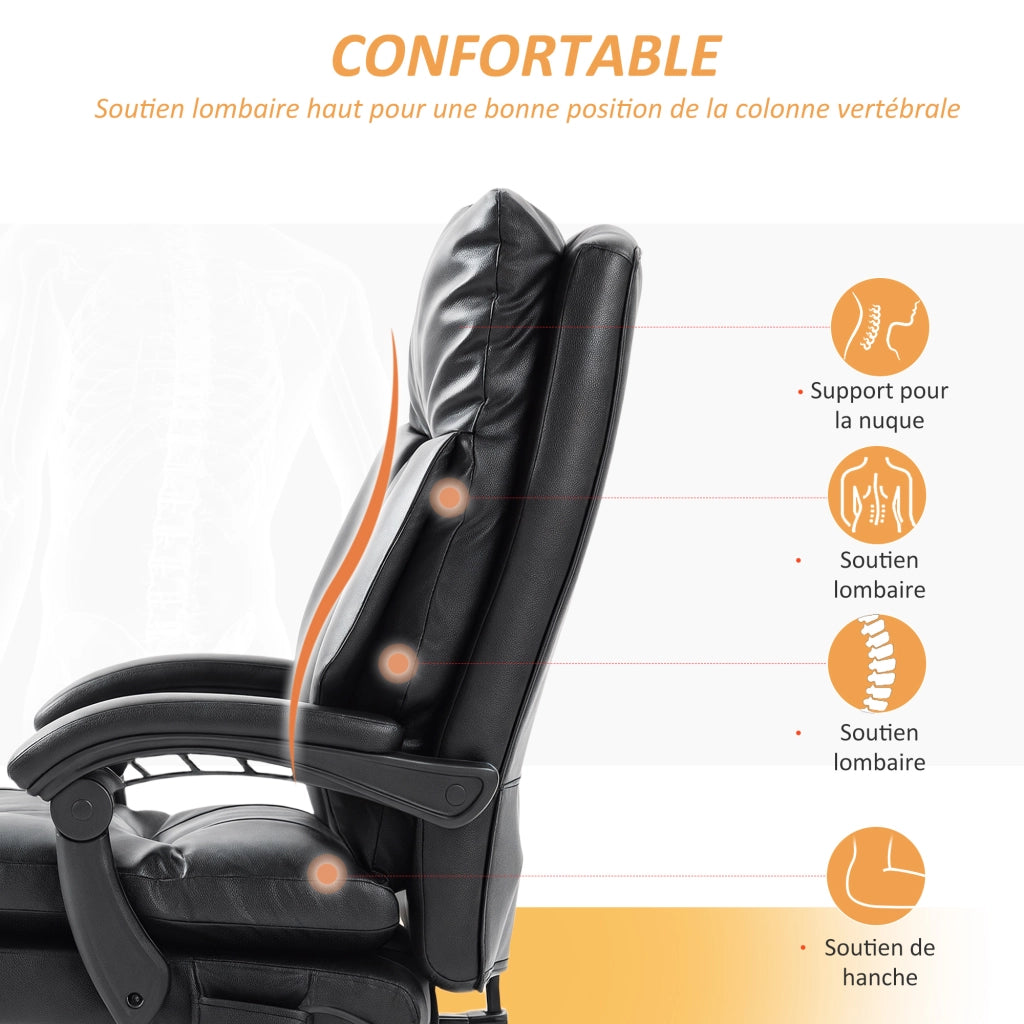 Sedia da ufficio ergonomica ¨C zephmum ¨C nero, imbottita, reclinabile, con supporto lombare