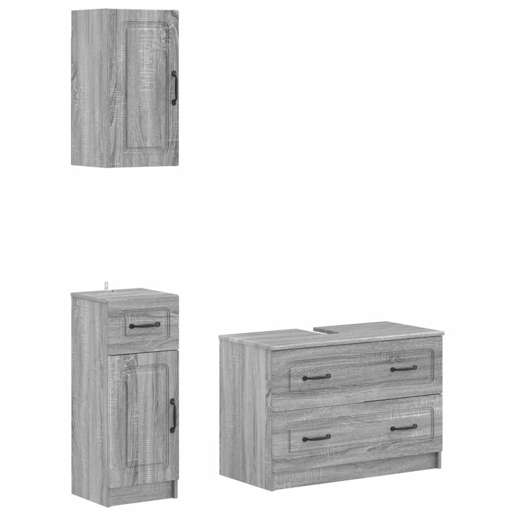 Set di armadietti da bagno in 3 pezzi UTRECHT Sonoma grigio 3417816