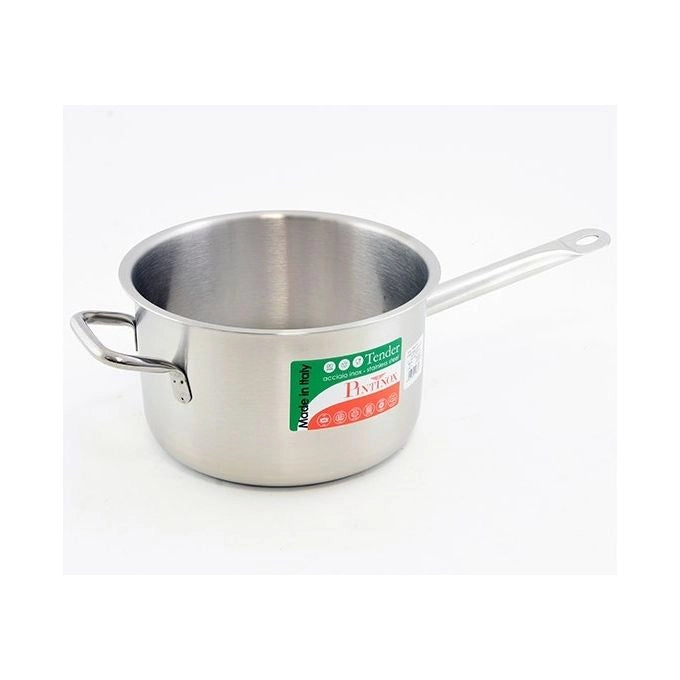 PINTINOX PNT670024 Tender Casseruola Fonda in Acciaio Inox 24 cm con Manico e Maniglia Adatta a Tutti i Piani di Cottura incluso Induzione Termo Diffusore 4 mm colore Acciaio
