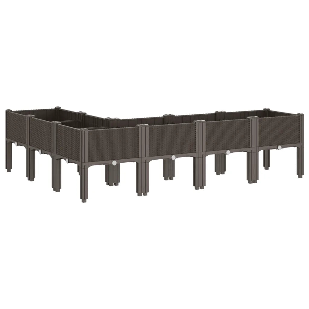 Fioriera da Giardino con Gambe Marrone 160x120x42 cm in PP 367910