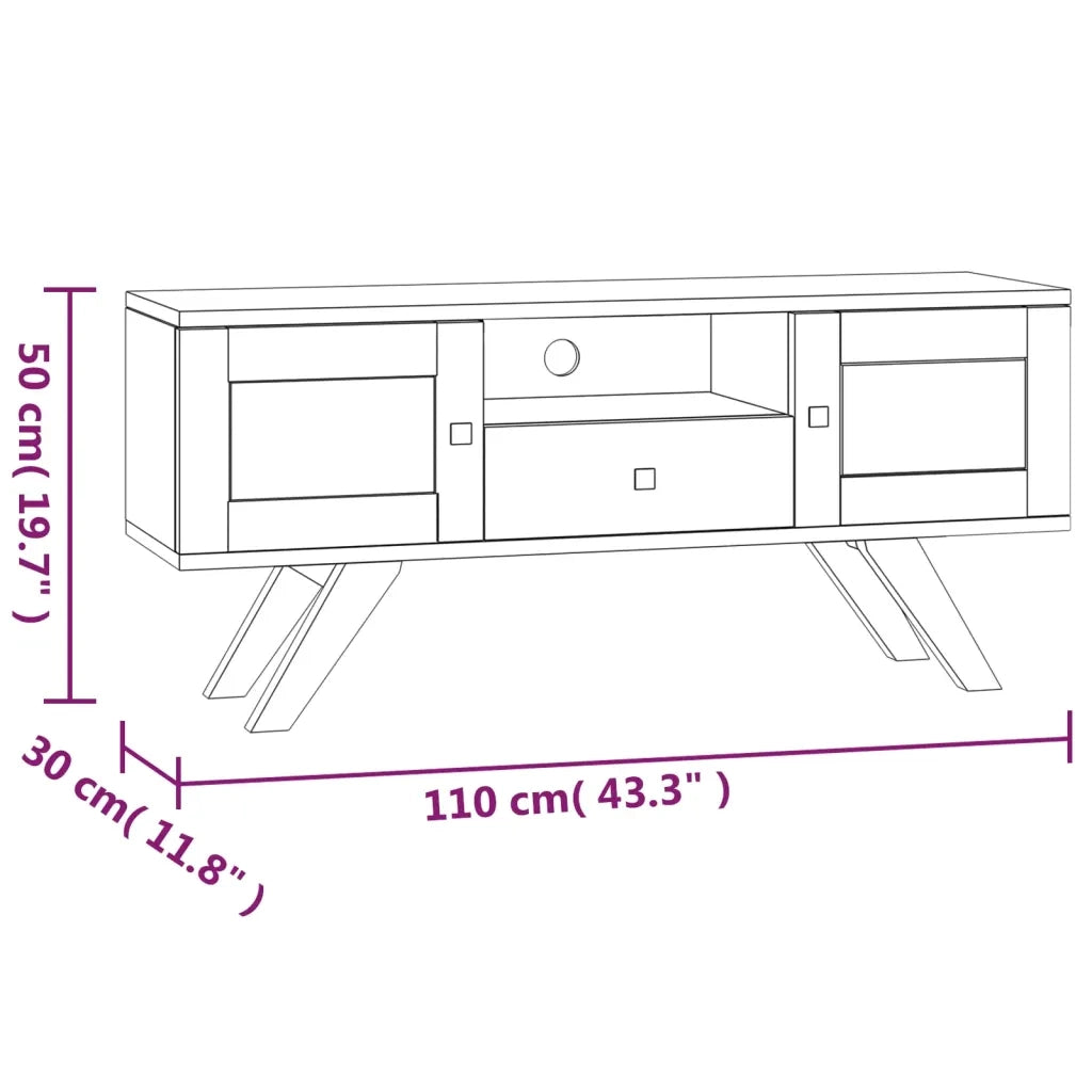 Mobile Porta TV 110x30x50 cm in Legno Massello di Teak 340869