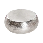 Tavolino basso TRIANE argentato 80 cm – Design in alluminio martellato lucido