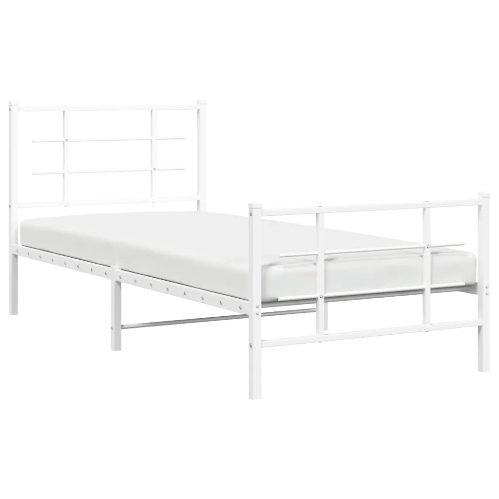 Giroletto con Testiera e Pediera Metallo Bianco 90x190 cm 355620