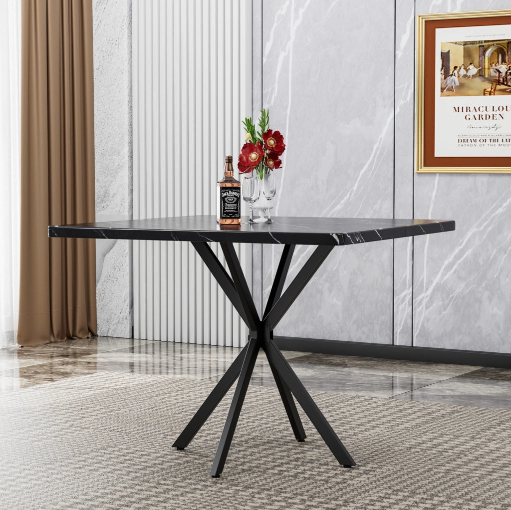 Tavolo da pranzo quadrato 38;6 pollici in MDF e metallo; nero