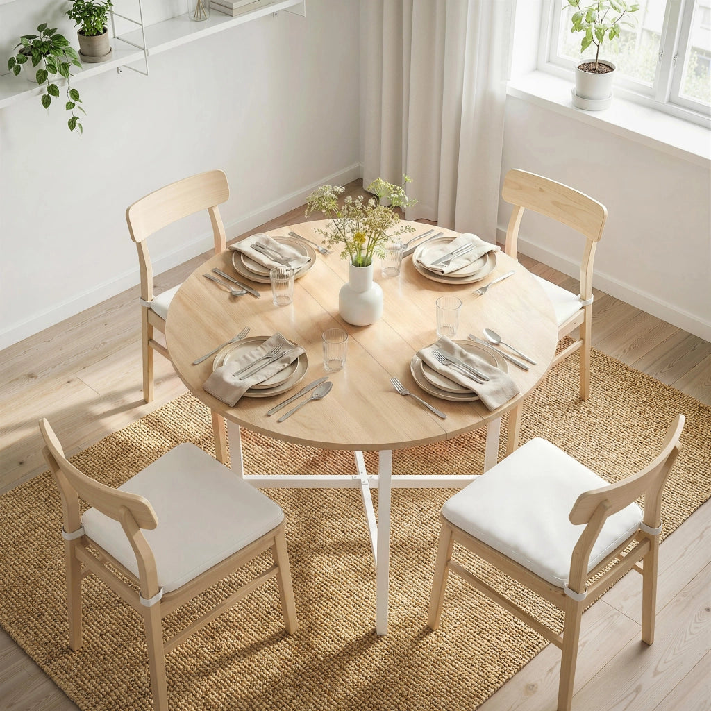 Tavolo pieghevole rotondo 80 cm ¨C Xylo ¨C telaio metallo naturale 2-4 persone