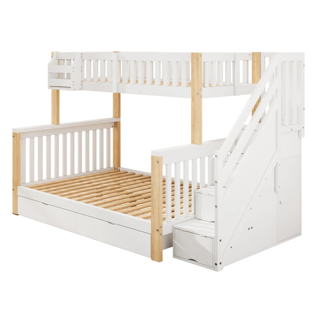 LETTO A CASTELLO Multifunzionale 140x200 cm Legno Bianco e Naturale