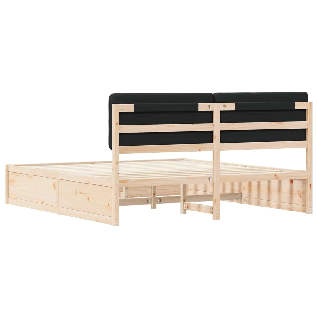 Letto con Testiera Rivestita Nero 180 x 200 cm Pino massello 3398146