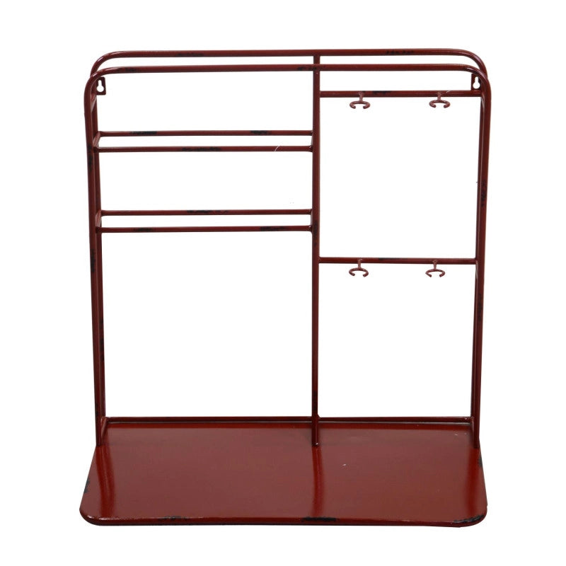 Portabottiglie metallo da muro 2 posti rosso rettangolare cm 59x33h62,5