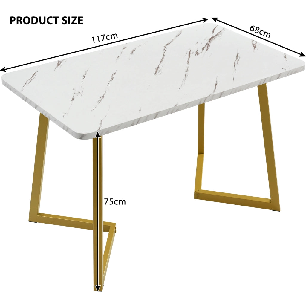 Tavolo da pranzo per 4 persone con 4 sedie in velluto piano effetto marmo in MDF e metallo moderno per cucina marrone