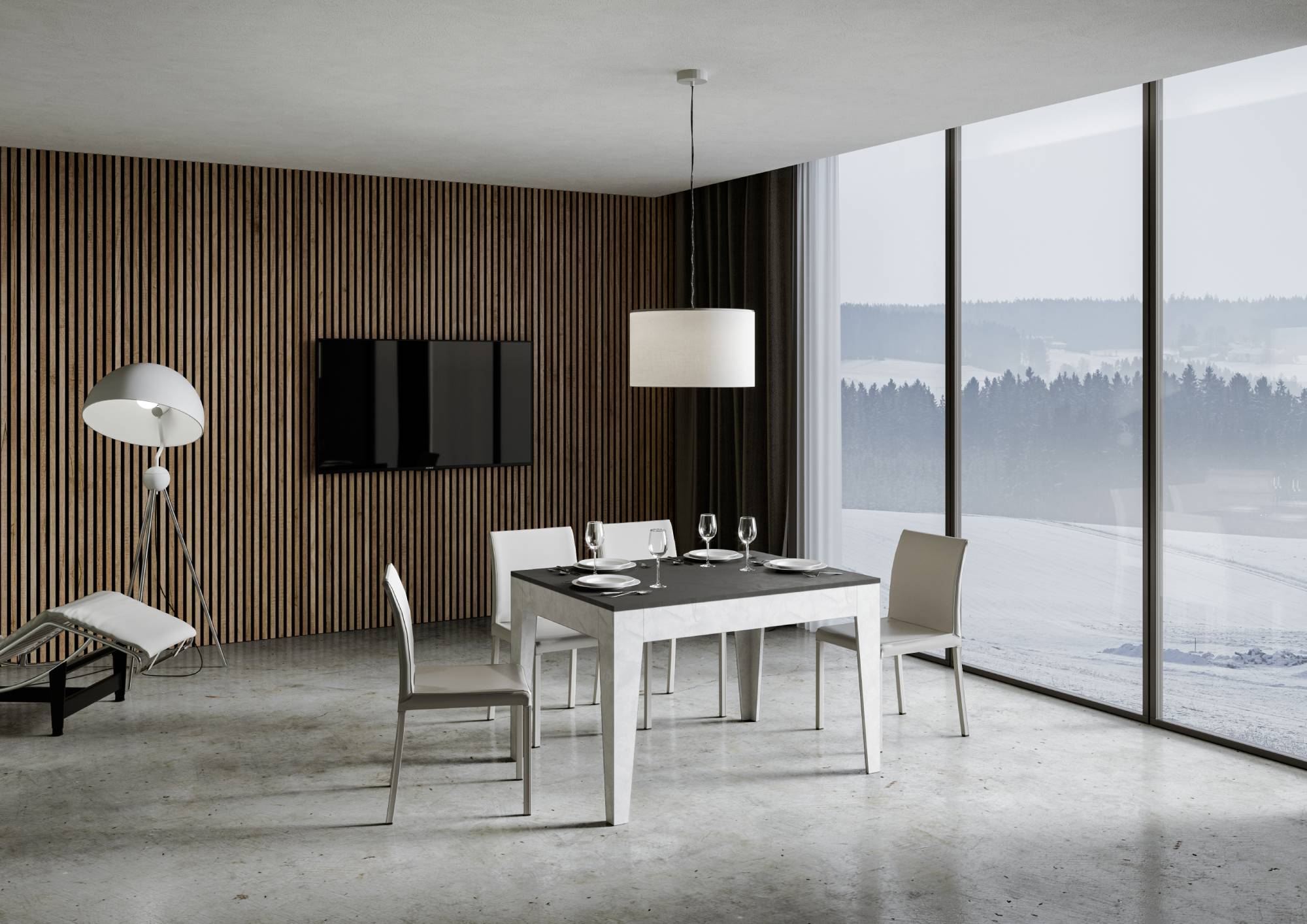 Tavolo Allungabile 120-180x90x77 cm Cico Mix Antracite Spatolato