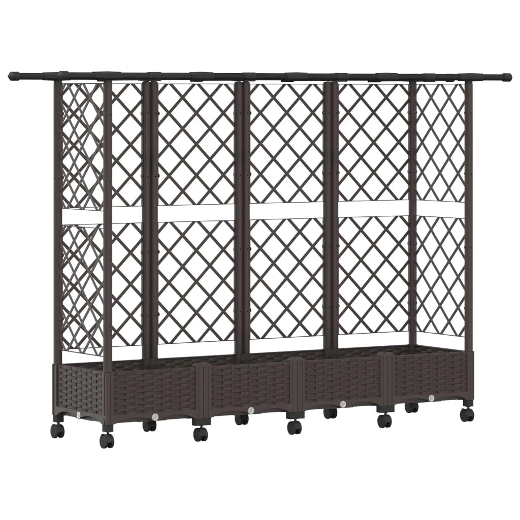 Letto Rialzato con Griglia e Tetto Marrone 202,5 x 40 x 127 cm 3423160