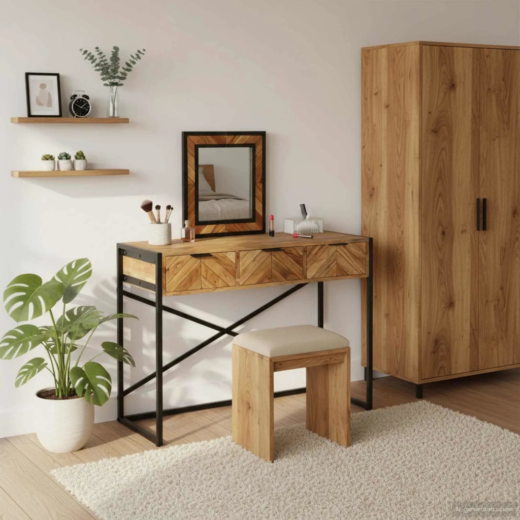 Tavolo da Trucco con cassetto Marrone 100 x 40 x 120 cm 374115
